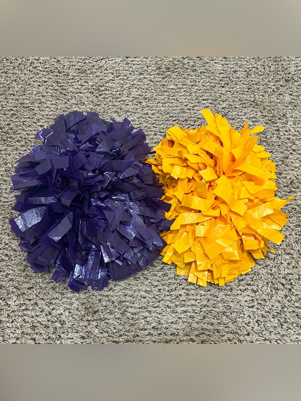 Vintage 2000s Purple and Gold/Yellow Cheerleading Cheer Pom Poms